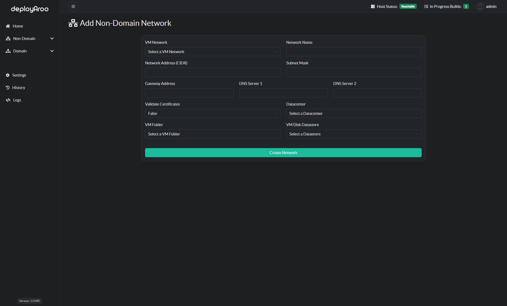 Non-Domain Add Network Details